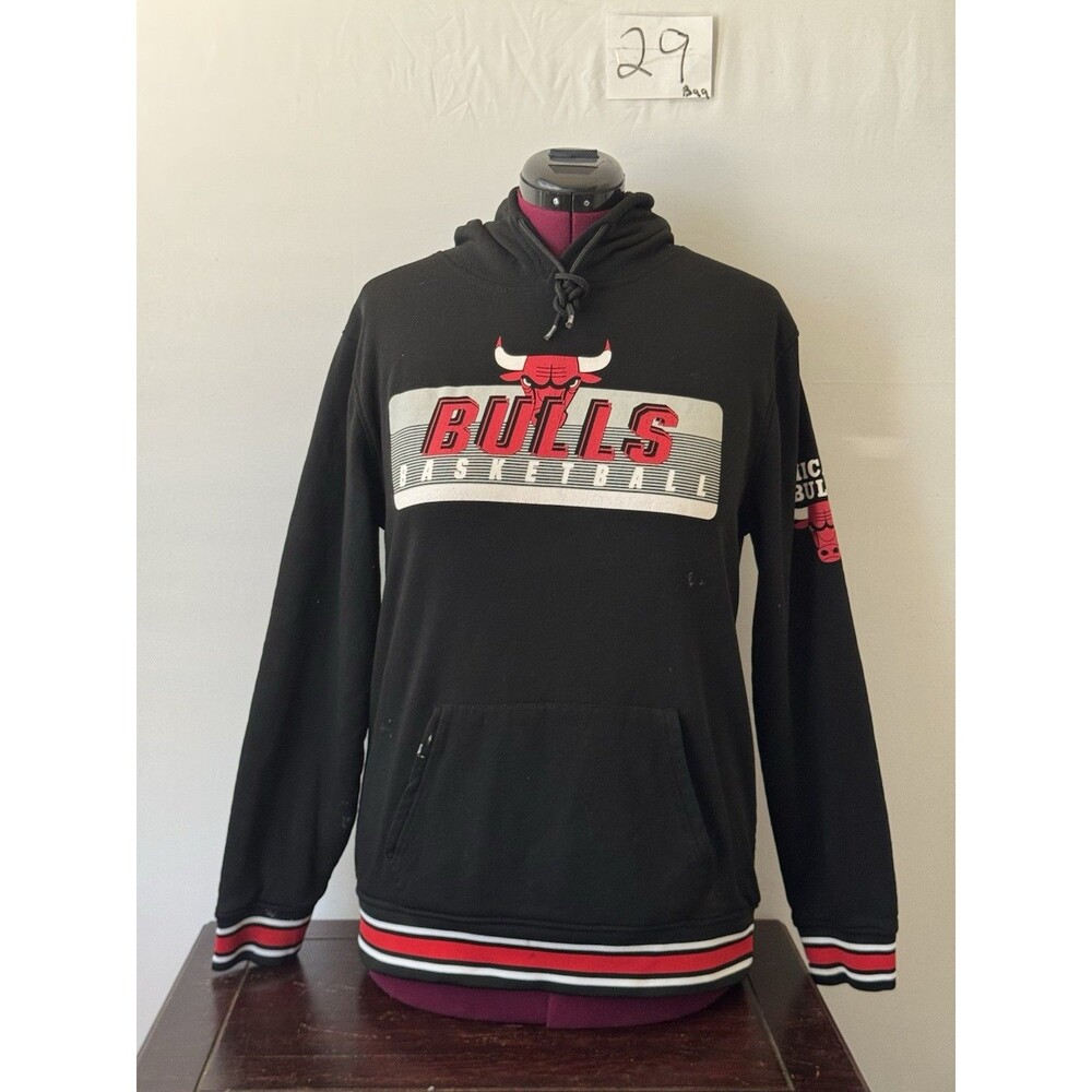 NBA Chicago Bulls Basketball Hoodie Black Pullover Logo Sweatshirt Mens M
